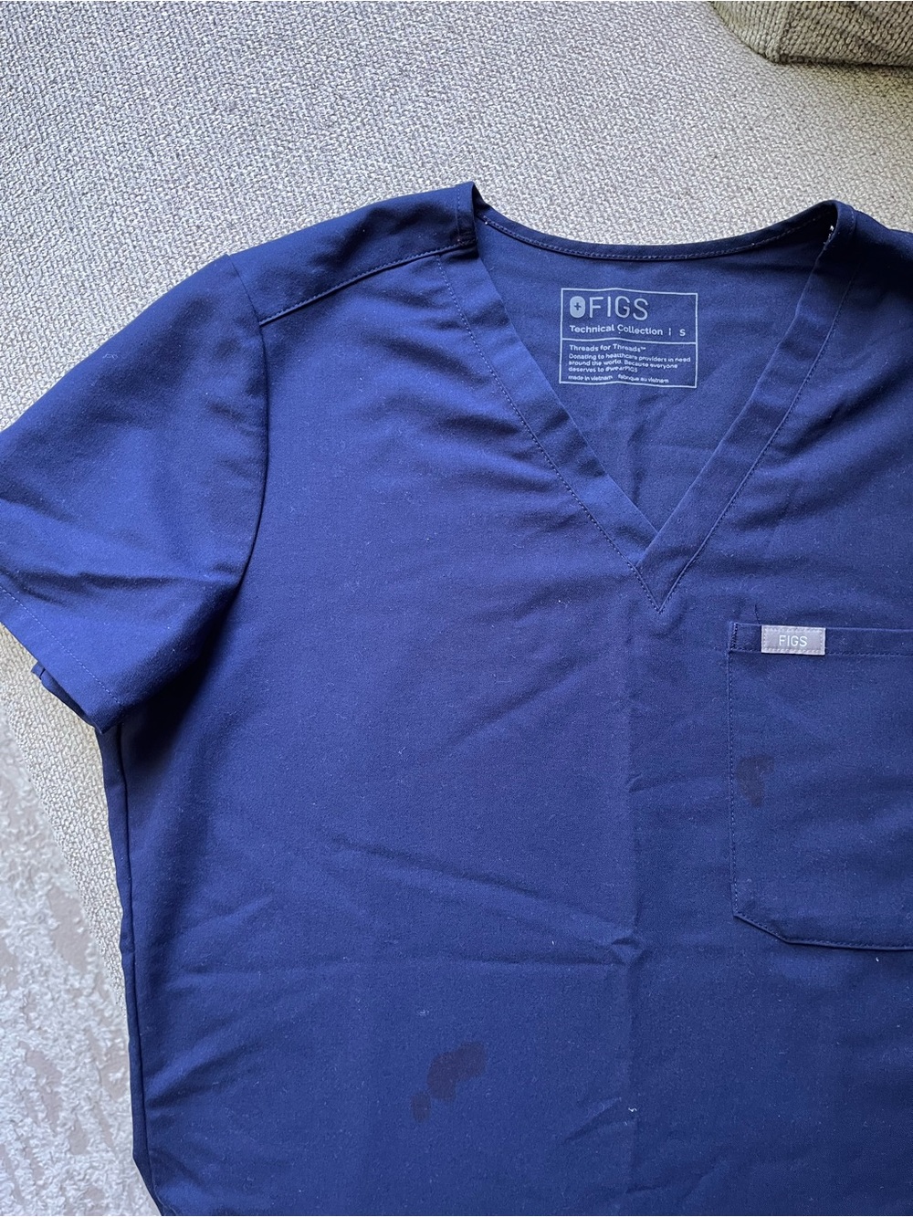Figs Women's Scrub Top in Navy Blue